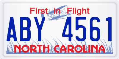 NC license plate ABY4561
