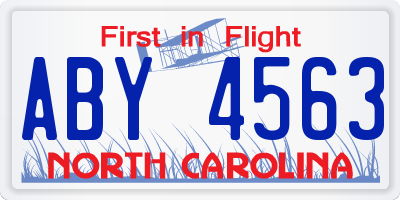 NC license plate ABY4563