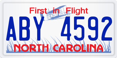 NC license plate ABY4592