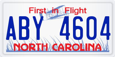 NC license plate ABY4604