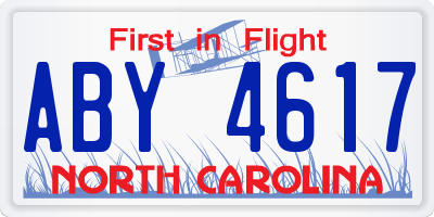 NC license plate ABY4617