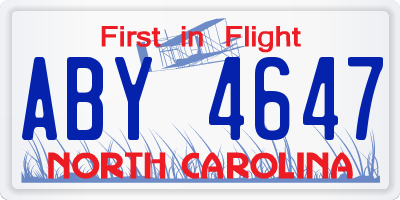 NC license plate ABY4647