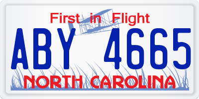 NC license plate ABY4665