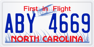 NC license plate ABY4669