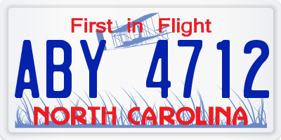 NC license plate ABY4712