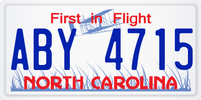NC license plate ABY4715