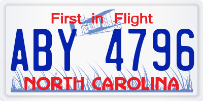 NC license plate ABY4796