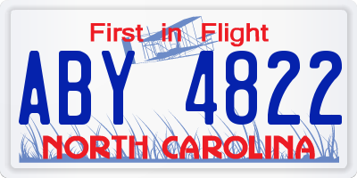 NC license plate ABY4822