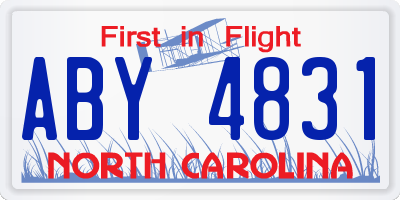 NC license plate ABY4831