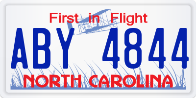 NC license plate ABY4844