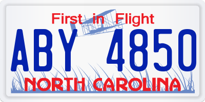 NC license plate ABY4850