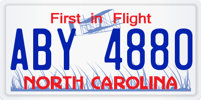 NC license plate ABY4880