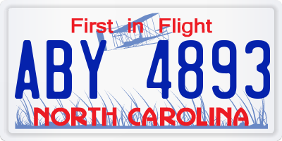 NC license plate ABY4893