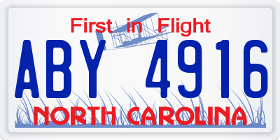 NC license plate ABY4916