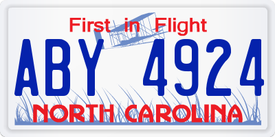 NC license plate ABY4924