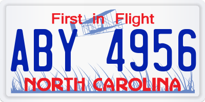NC license plate ABY4956