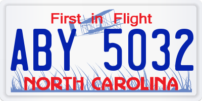 NC license plate ABY5032