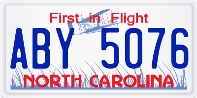 NC license plate ABY5076