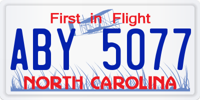 NC license plate ABY5077