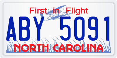 NC license plate ABY5091