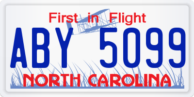NC license plate ABY5099