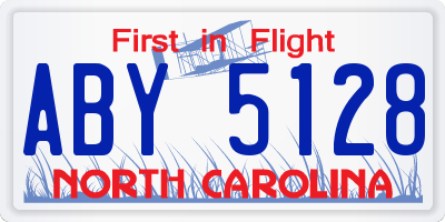 NC license plate ABY5128