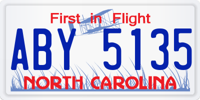 NC license plate ABY5135