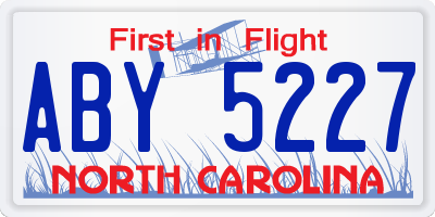 NC license plate ABY5227