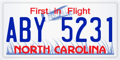 NC license plate ABY5231