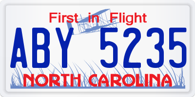 NC license plate ABY5235