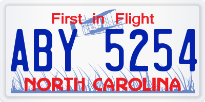 NC license plate ABY5254