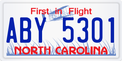 NC license plate ABY5301