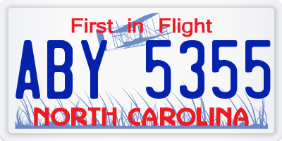 NC license plate ABY5355