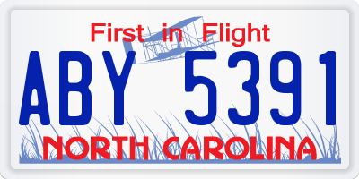 NC license plate ABY5391
