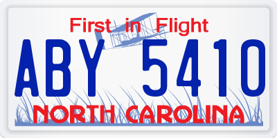 NC license plate ABY5410