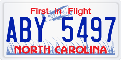 NC license plate ABY5497