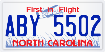 NC license plate ABY5502
