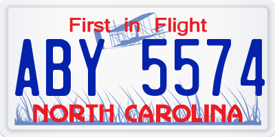 NC license plate ABY5574