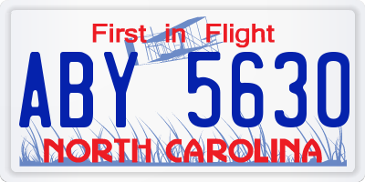 NC license plate ABY5630