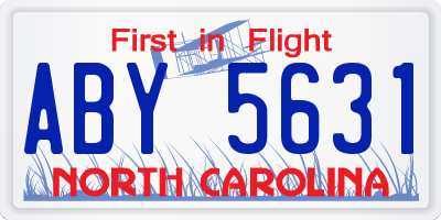 NC license plate ABY5631
