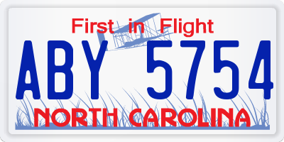 NC license plate ABY5754