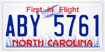 NC license plate ABY5761