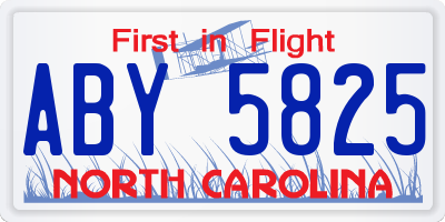 NC license plate ABY5825