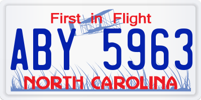 NC license plate ABY5963