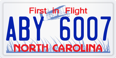 NC license plate ABY6007
