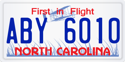 NC license plate ABY6010