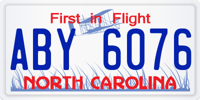 NC license plate ABY6076
