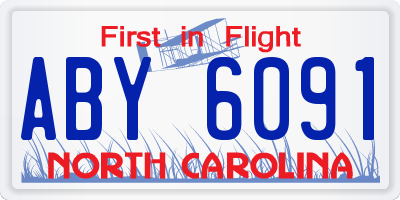 NC license plate ABY6091