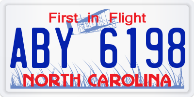 NC license plate ABY6198