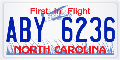 NC license plate ABY6236
